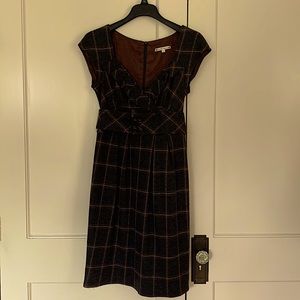 Nanette Lepore, plaid dress with horn button belt